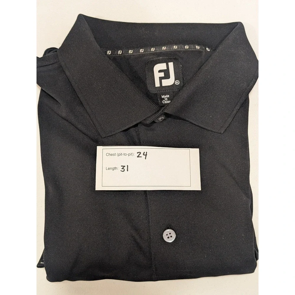 FootJoy Golf Polo Shirt Mens XL Fox Creek Logo Black Performance Athletic - Picture 7 of 7